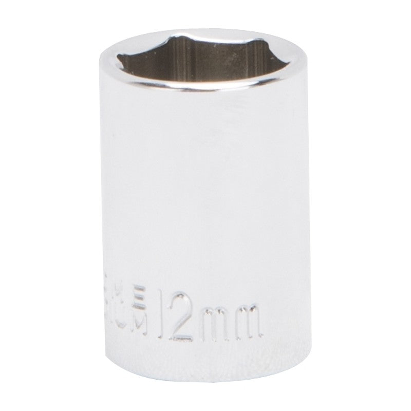 Vulcan MT6490312 Drive Socket, 12 mm Socket, 1/4 in Drive, 6-Point, Chrome Vanadium Steel, Chrome
