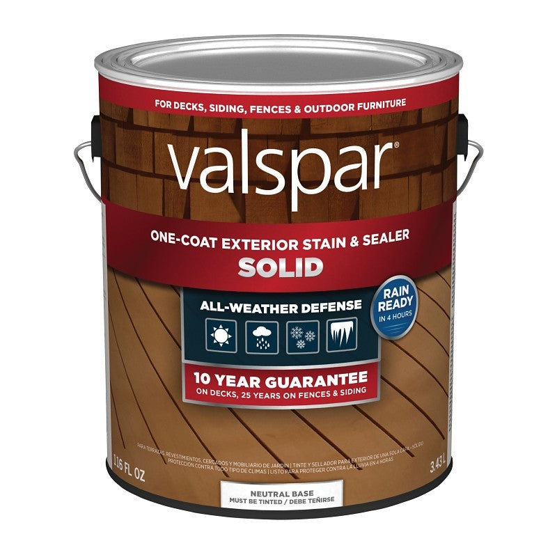 Valspar VL1028091-16 Stain and Sealer, Solid, Neutral Base, Liquid, 1 gal (Pack of 4)