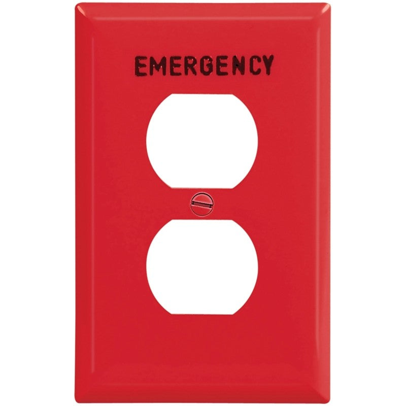 Eaton Wiring Devices PJ8EMRD Receptacle Wallplate, 4-1/2 in L, 2-3/4 in W, 1 -Gang, Polycarbonate, Red, High-Gloss
