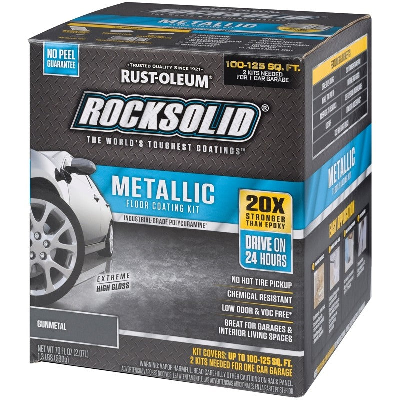Rust-Oleum 299743 Floor Coating Kit, High-Gloss, Gunmetal, Liquid, 70 oz