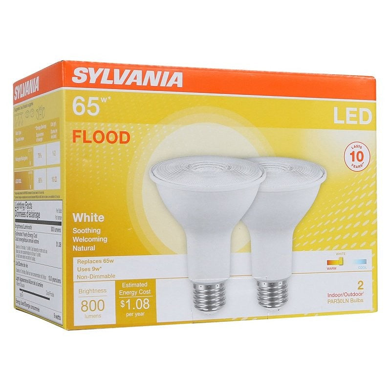 Sylvania 79280 LED Bulb, Flood/Spotlight, PAR30 Lamp, 65 W Equivalent, E26 Lamp Base, Clear, Warm White Light