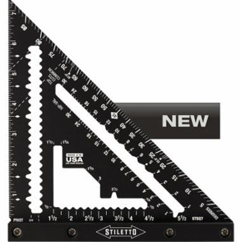 Stiletto STSQ7 Carpenter Square, 1/16 in Graduation, Aluminum, 7 in L, 1 in W