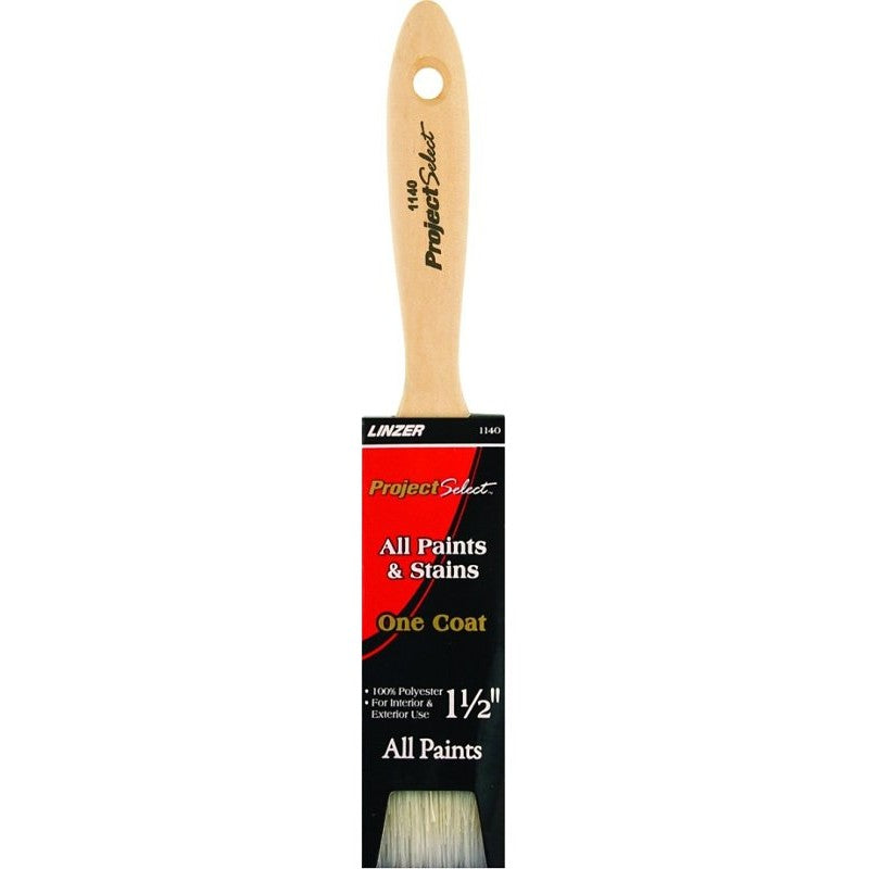 Linzer WC 1140-1.5 Paint Brush, 1-1/2 in W, 2-1/2 in L Bristle, Varnish Handle