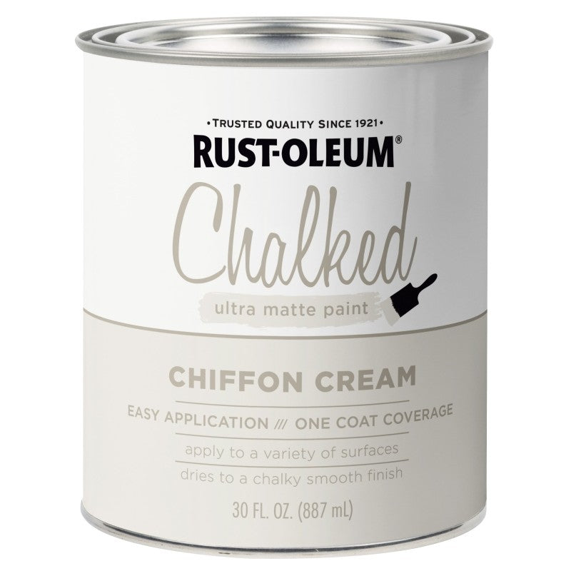 Rust-Oleum 329598 Chalk Paint, Ultra Matte Chalky, Chiffon Cream, 30 oz, Can (Pack of 2)