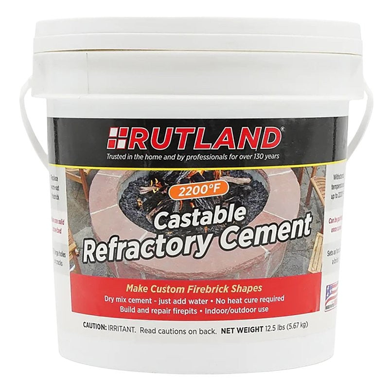 Rutland 600 Refractory Cement, Brown/Gray, Solid, 12.5 lb, Tub