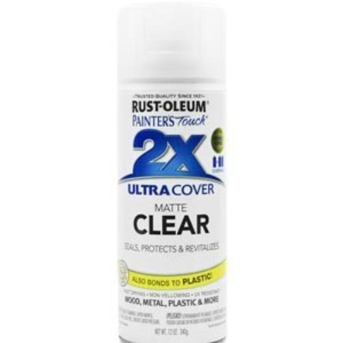 Rust-Oleum Painter's Touch 2X Ultra Cover 334022 Spray Paint, Matte, Clear, 12 oz, Aerosol Can