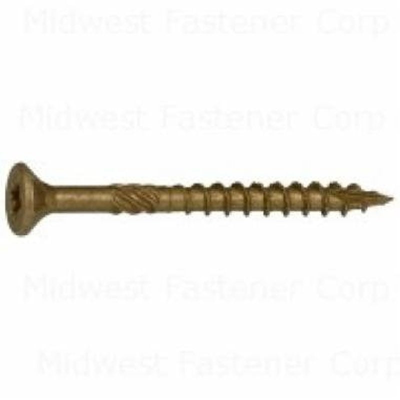 SaberDrive 50752 Deck Screw, #9 Thread, 2 in L, Serrated Thread, Bugle Head, Star Drive, Type 17 Point, Tan, Steel