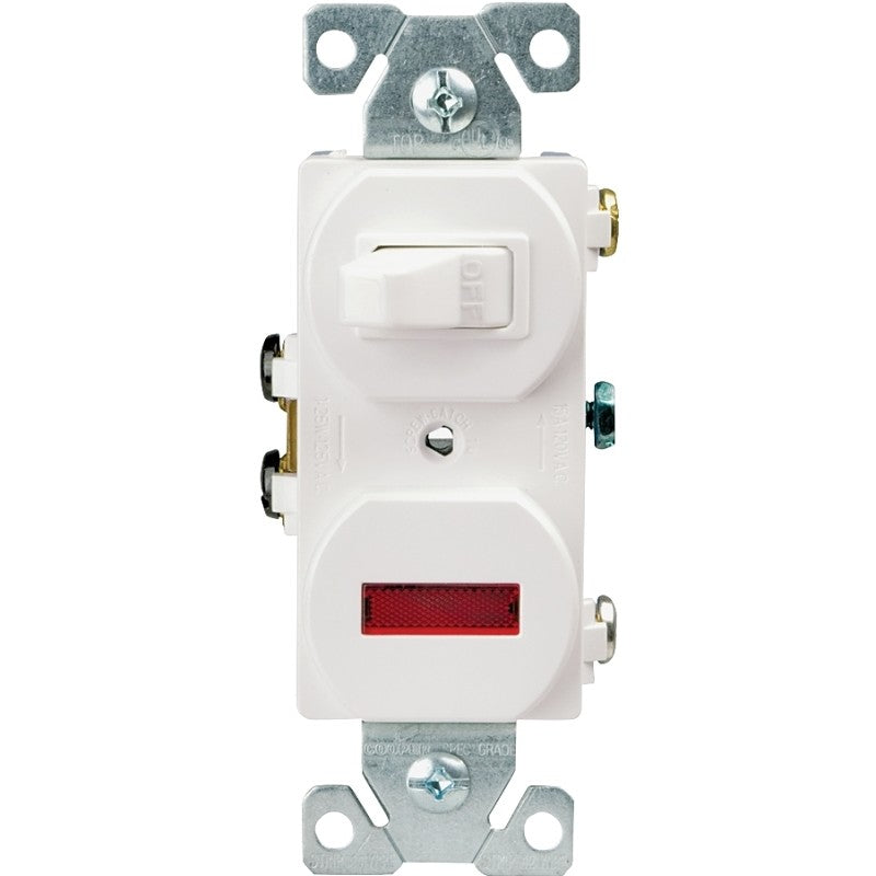 Eaton Wiring Devices 277W-BOX Combination Toggle Switch, 15 A, 120 V, SPDT, Screw Terminal, Steel Housing Material