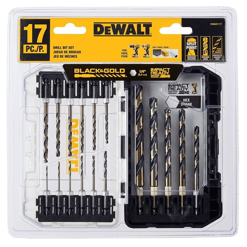 DEWALT DWAH1117 Drill Bit Set, 17-Piece, HSS