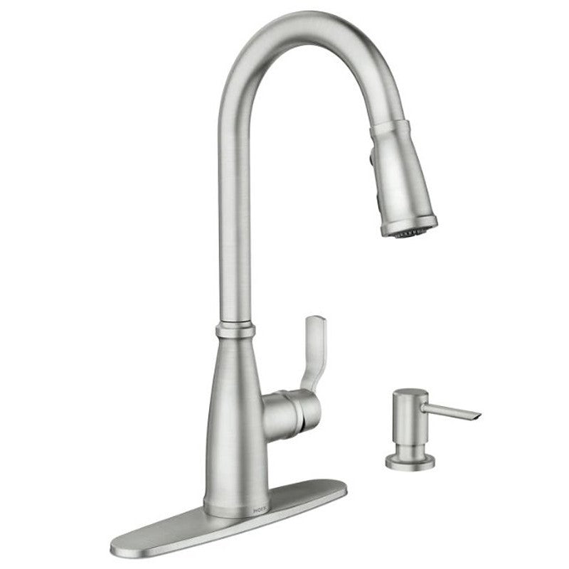 Moen Nolia 87071 Series 87071SRS Pull-Down Kitchen Faucet, 1.5 gpm, 1-Handle, 1, 2, 3, 4-Faucet Hole, Metal