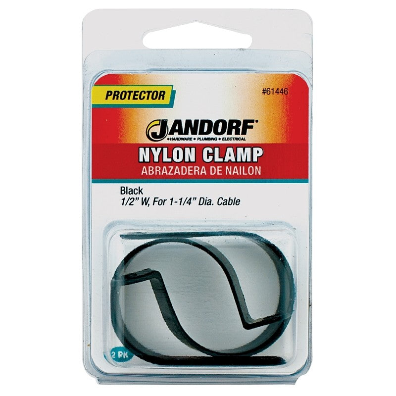 Jandorf 61446 Cable Clamp, 1-1/4 in Max Bundle Dia, 1/2 in W, Nylon, Black