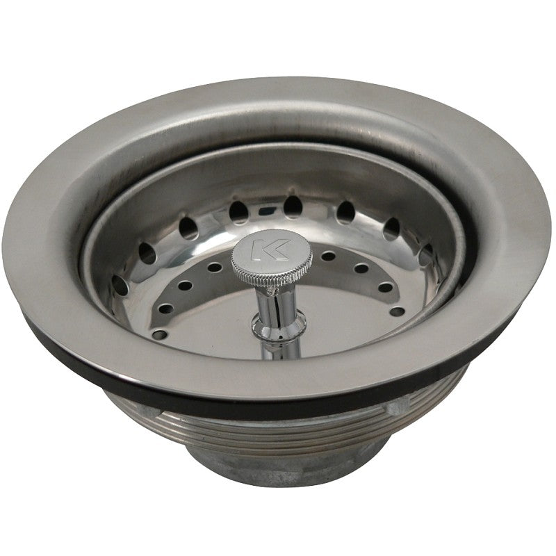 Keeney 1431SSTBX Basket Strainer with Fixed Post, 4-3/8 in Dia, Stainless Steel, Chrome