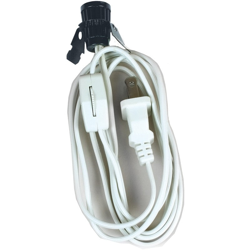 Jandorf 60138 Lamp Socket/Switch, 18 ga Wire, White Sheath