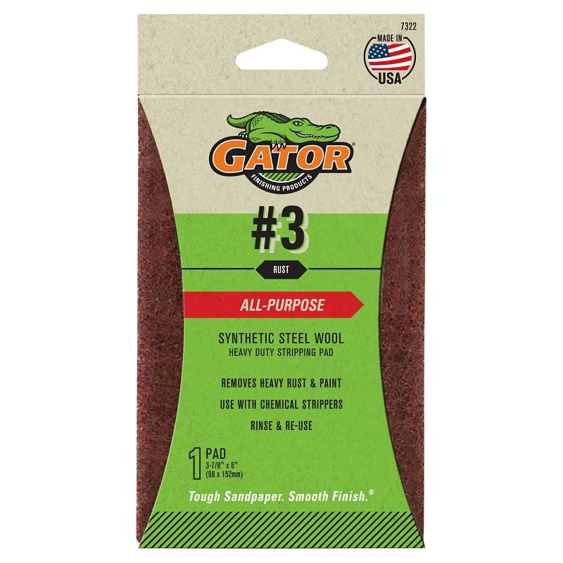 Gator 7322 Stripping Pad, 6 in L, 3-7/8 in W, Stearate Abrasive