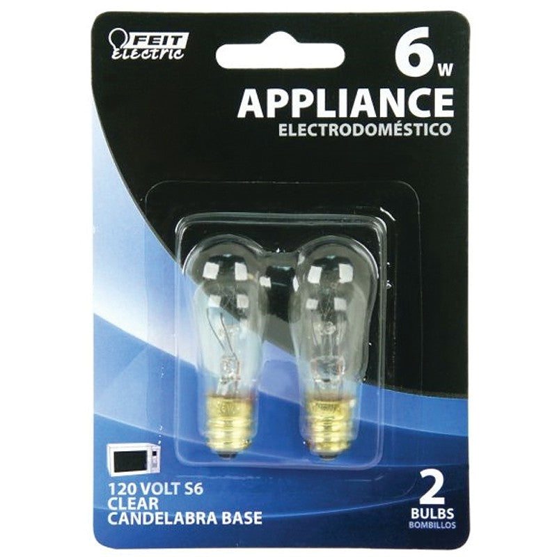Feit Electric BP6S6 Candle Base Bulb, 6 W, S6 Straight-Sided Lamp, Candelabra E12 Lamp Base, 2700 K Color Temp (Pack of 12)
