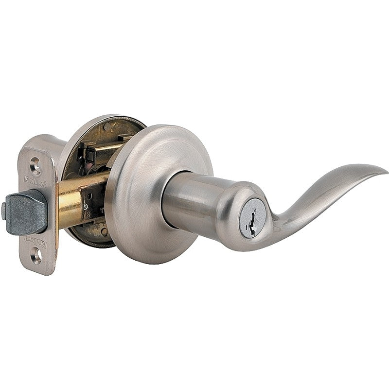 Kwikset Signature Series 740TNL 15SMTRCAL/R Entry Lever, Satin Nickel, Full Lip Round Corner Strike, 2-1/4 in Strike