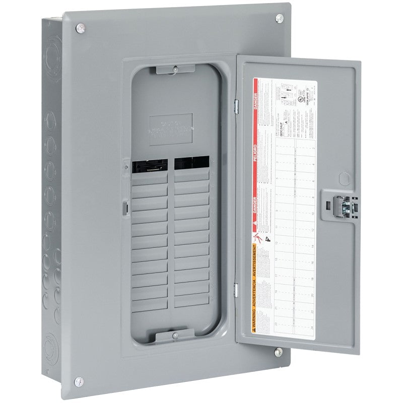Square D QO QO124L125PGC Load Center, 125 A, 24 -Space, 24 -Circuit, NEMA 1 Enclosure, Plug Mounting, Gray