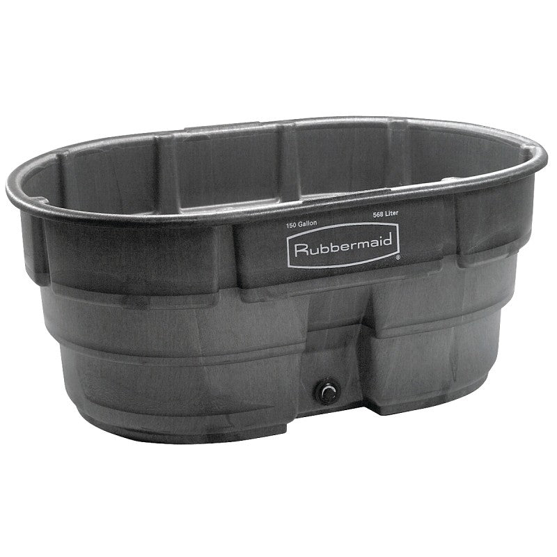 Rubbermaid 424500BLA Stock Tank, 150 gal, Plastic, Black