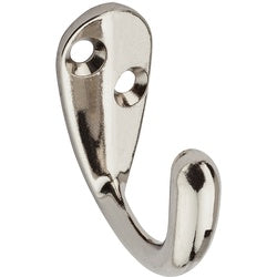 Single Clothes Hook Satin Chrome 2 Pack (POS)