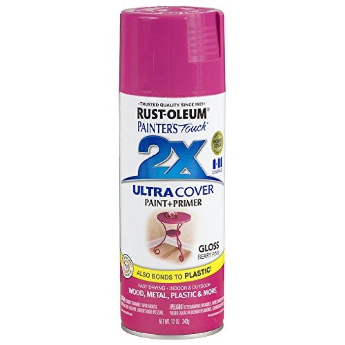 Rust-Oleum Painter's Touch 2X Ultra Cover 334025 Spray Paint, Gloss, Berry Pink, 12 oz, Aerosol Can