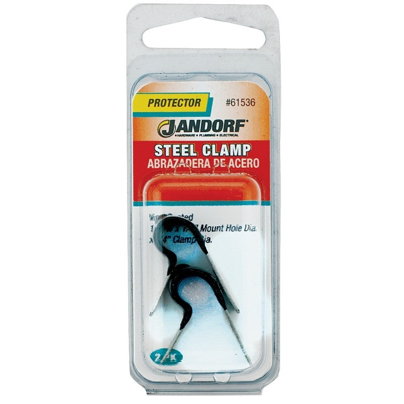 Jandorf 61536 Loom Clamp, 1/4 in Max Bundle Dia, 1/2 in W, Steel/Vinyl, Black