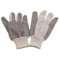 White Cotton Work Gloves With Pvc Black Dots Six Pair