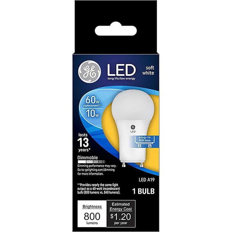 GE 44775 LED Bulb, General Purpose, A19 Lamp, GU24 Lamp Base, Dimmable