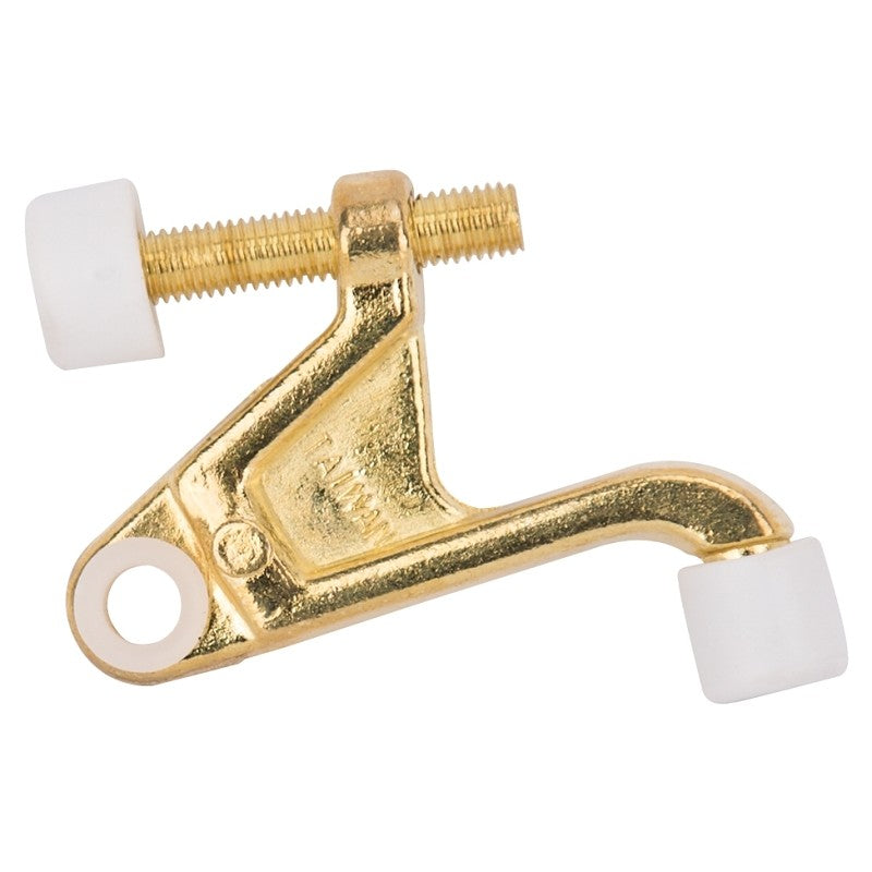 ProSource H20-B030-PS Heavy-Duty Hinge Pin Door Stop, 2-3/4 in Projection, Die-Cast Zinc & Plastic, Polished Brass