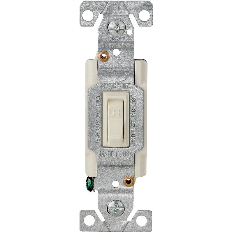 Eaton Wiring Devices 1301-7V10 Series Toggle Switch, Ivory, 15 A, 120 V, Polycarbonate Housing Material