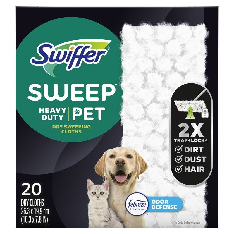 Swiffer 79891 Multi-Surface Pet Dry Heavy-Duty Cloth Refill, Fiber, White