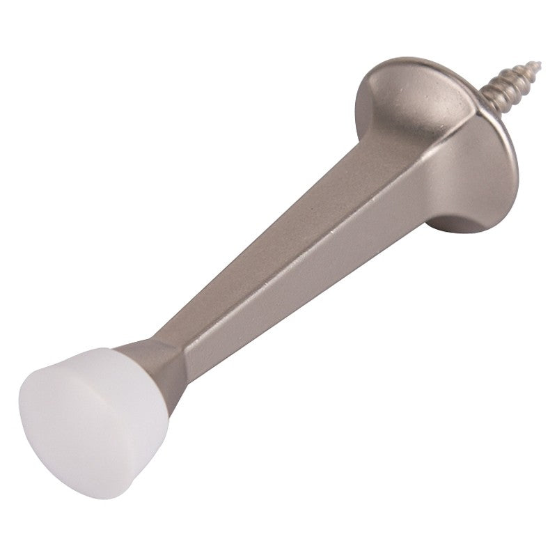 ProSource CL-208P-SN-PS Heavy-Duty Rigid Door Stop, 1 in Dia Base, 3 in Projection, Die-Cast Zinc & Plastic