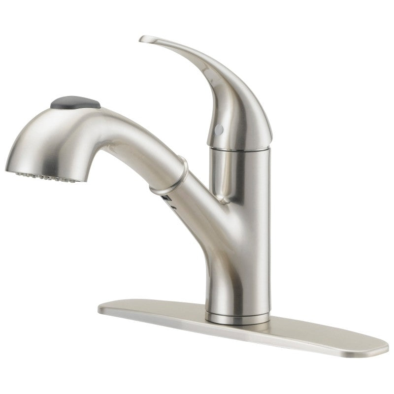 Boston Harbor FP4A4079NP Kitchen Faucet, 1.8 gpm, 1-Handle, 1, 3-Faucet Hole, Metal/Plastic, Stainless Steel