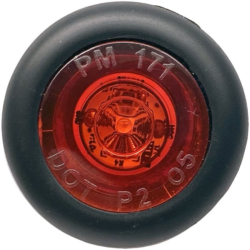 PM V171R Side Marker/Clearance Light, Round, 1.06 in W, 0.51 in H, 9 to 16 V, LED Lamp, Red Lens, Grommet