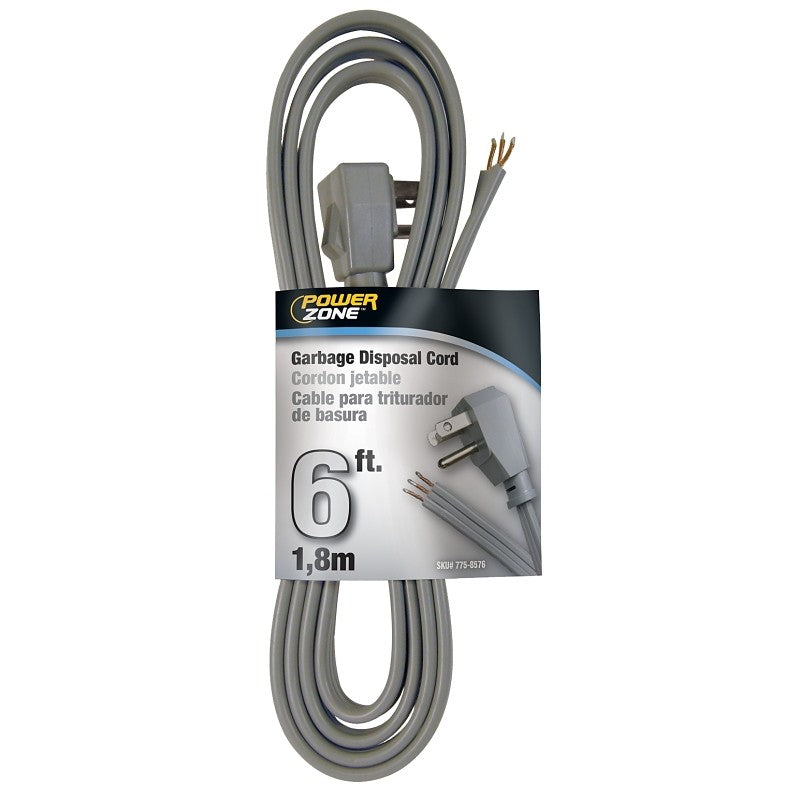 PowerZone OR210606 Power Cord, 6 ft L, 13 A, 125 V, Gray