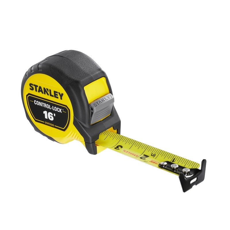 STANLEY CONTROL-LOCK Series STHT37243 Tape Measure, 16 ft L Blade, Black/Yellow Case