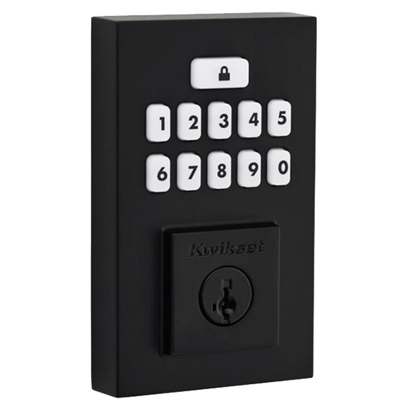 Kwikset 260 Series 9260 CNT 514 SMT RBP Smartcode Deadbolt, 2 Grade, Keyed One-Side Key, Matte Black, KW1 Keyway