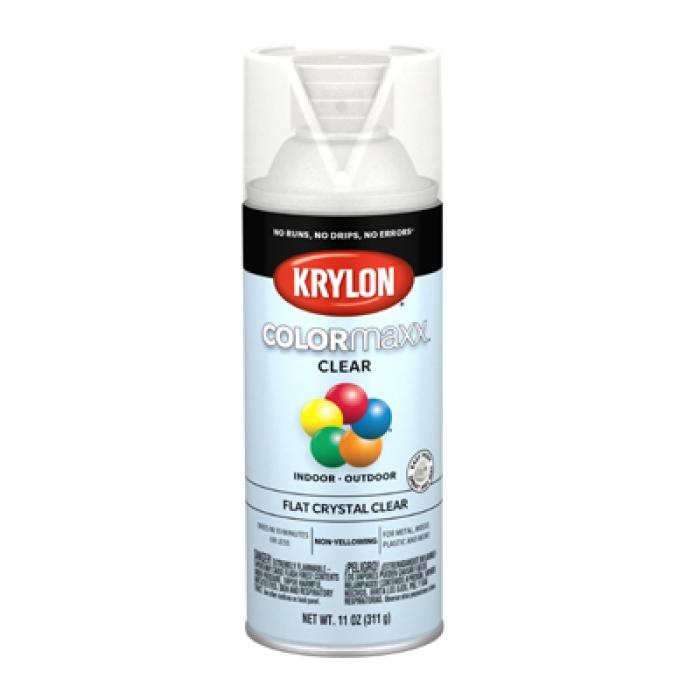 Krylon K05547007 Enamel Spray Paint, 11 oz Can, 25 sq-ft Coverage Area, Solvent Base, Flat, Clear