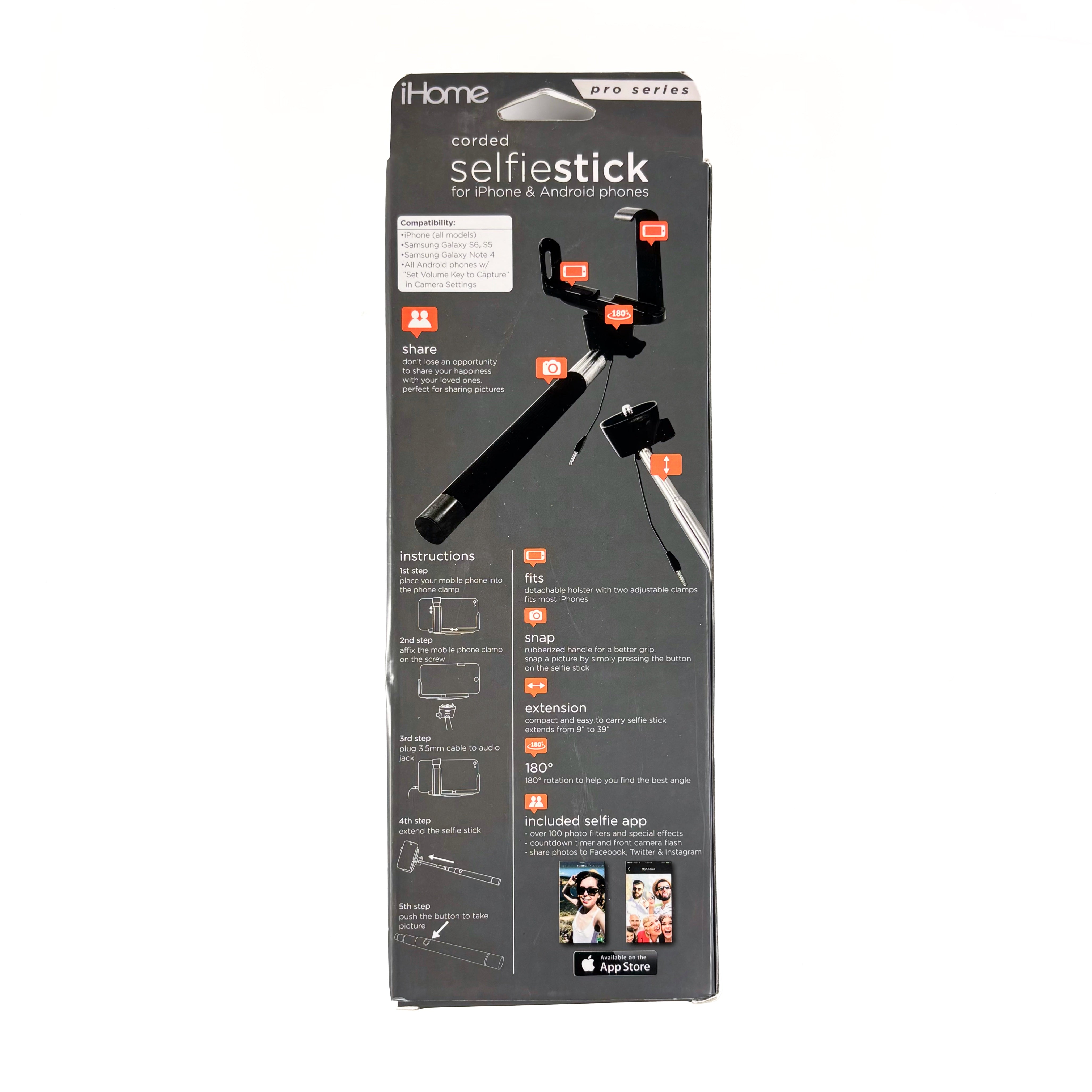 Black Selfie Stick With 3.5Mm Connection