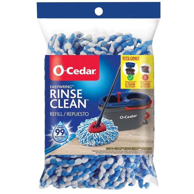 O-Cedar 168738 Rinse Clean Mop Refill, Microfiber, Blue/White