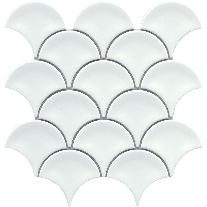 Emser Tile Reward Series F27REWAWH1011MFN Porcelain Mosaic Tile, 11 in L Tile, 10 in W Tile, Pressed Edge, Fan Pattern