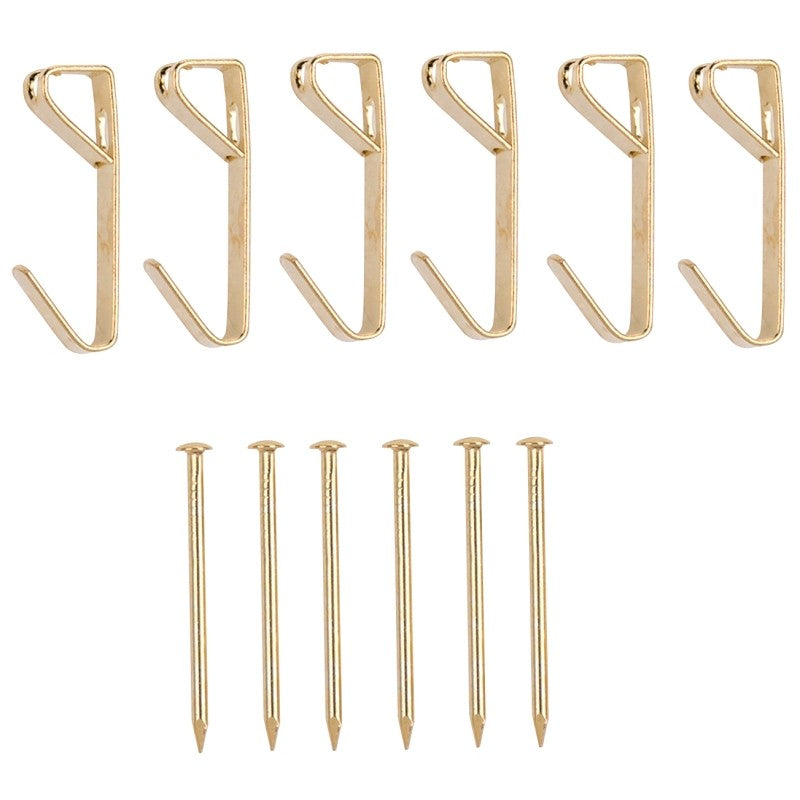 ProSource PH-122306-PS Picture Hanger, 30 lb, Steel, Polished Brass, Brass, Nail-In Mounting