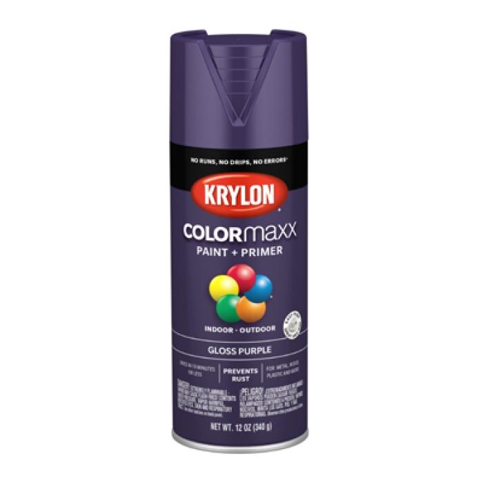 Krylon K05533007 Enamel Spray Paint, 12 oz Can, 25 sq-ft Coverage Area, Solvent Base, Gloss, Purple