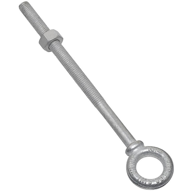 National Hardware N245-175 Eye Bolt, 1/2-13 Thread, 5-7/8 in L Thread, 1 in ID x 1-3/4 in OD Dia Eye, 8 in L Shank