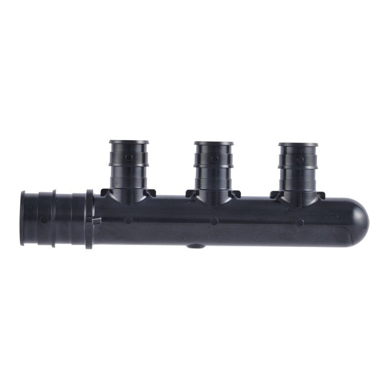 SharkBite UAMPT3C Multi-Port Closed Pipe Tee, 3/4 in Inlet, 3-Outlet, 1/2 in Outlet, Acudel Polymer, Black