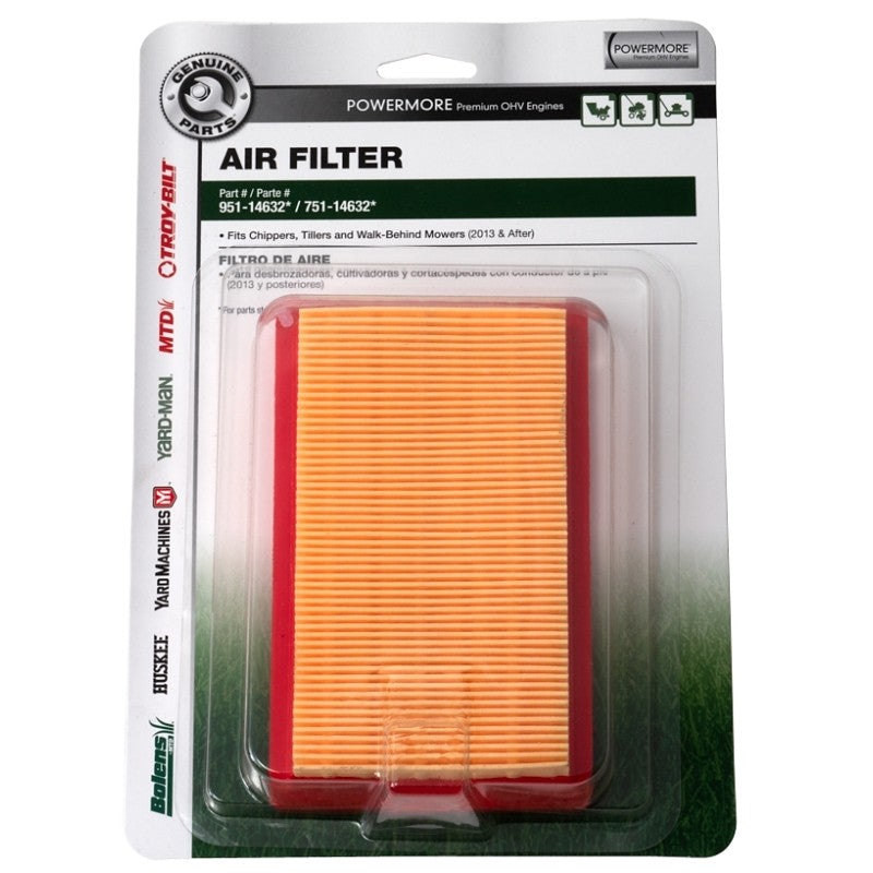 MTD Genuine Parts 490-200-M075 Air Filter, 1.88 in H x 6.63 in W x 9.25 in D