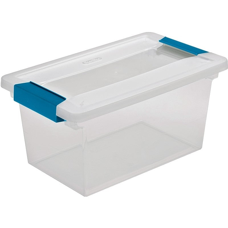 Sterilite 19628604 Clip Box, Plastic, Blue Aquarium/Clear, 11 in L, 6-5/8 in W, 5-3/8 in H (Pack of 4)