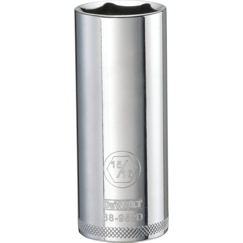 DEWALT DWMT88952OSP Drive Socket, 15/16 in Socket, 1/2 in Drive, 6-Point, Vanadium Steel, Polished Chrome