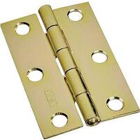 Non-Removable Fixed Pin Narrow Hinges 2 By 1-9/16 Inch Brass Finish Steel 2 Pack