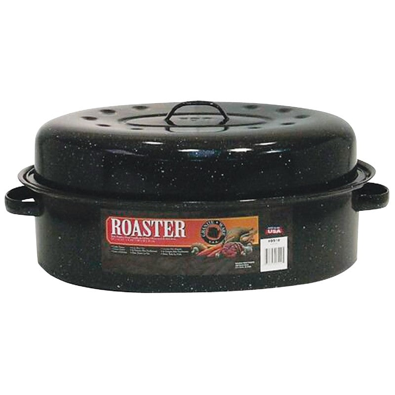 Granite Ware F0510-4 Roaster, 20 lb Capacity, Porcelain/Steel, Black, Dark Enamel, 19 in L, 13-1/2 in W, 8-1/2 in H (Pack of 4)