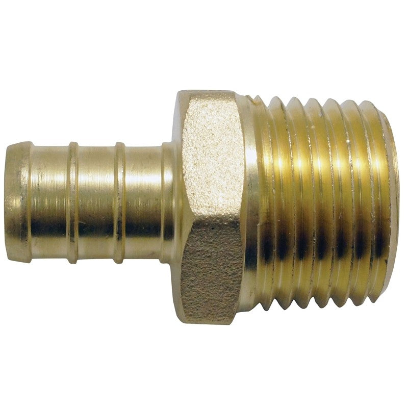 Apollo APXMA1212 Pipe Adapter, 1/2 in, PEX x MPT, Brass, 200 psi Pressure, 48/CT